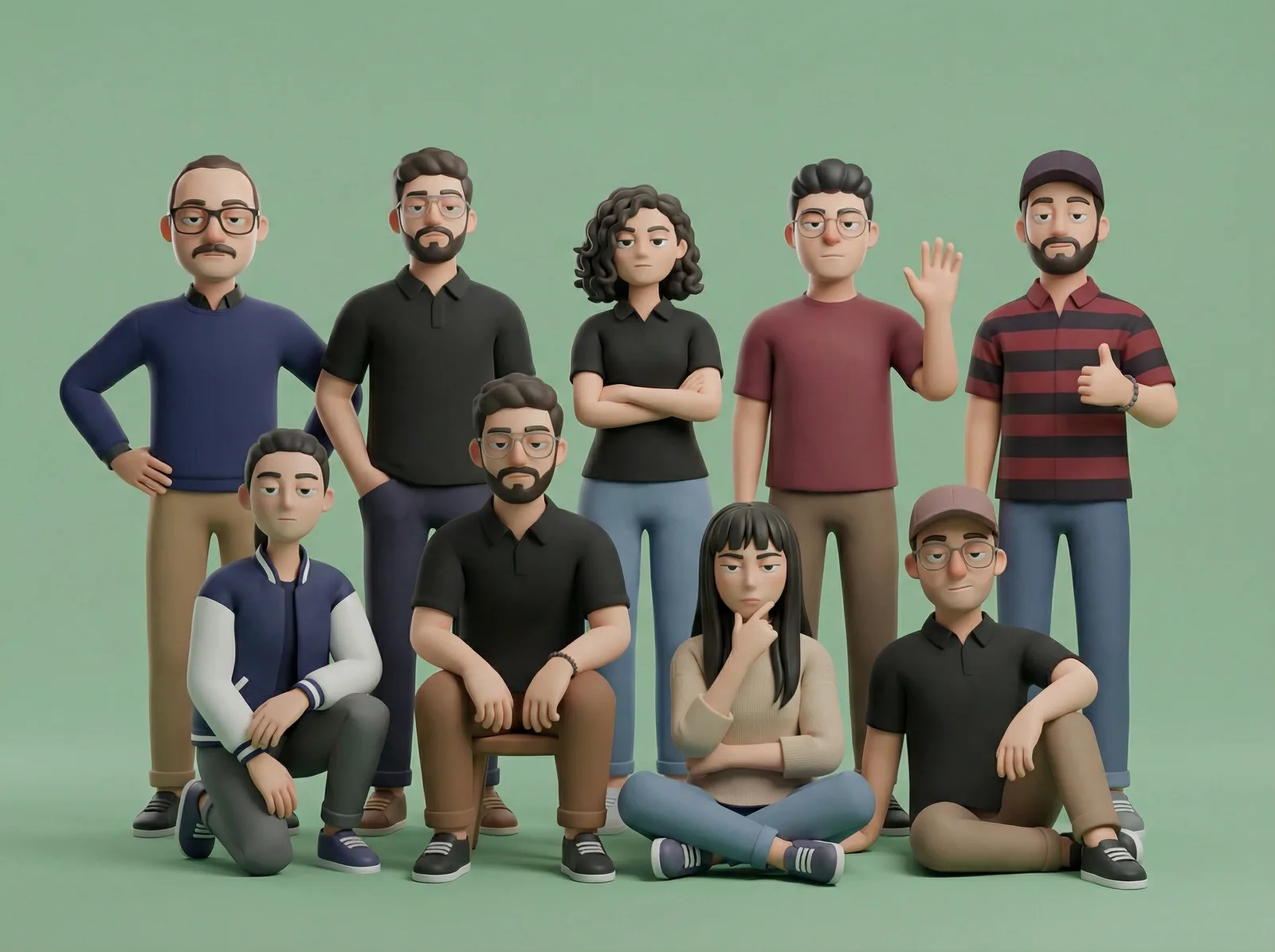 Illustrated group portrait of the Maple Mind Academy team